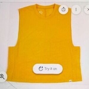 Wild Rye Muscle Tank Top Womens Yellow Excellent Recycled Tencel Activewear 14